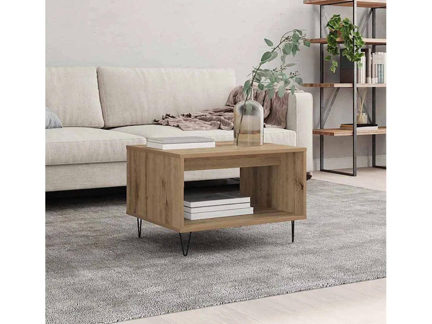 Mesa de Café Roble artisan 60 x 50 x 40 cm Madera contrachapada