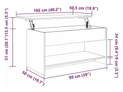 Mesa de Café Roble artisan 80 x 50.5 x 41.5 cm