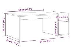 Mesa de Café Roble negro 90 x 45 x 35 cm Madera contrachapada