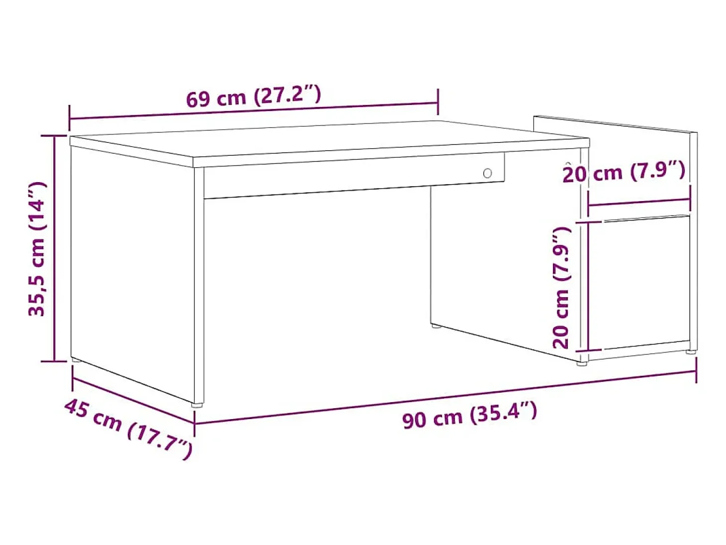 Mesa de Café Roble negro 90 x 45 x 35 cm Madera contrachapada
