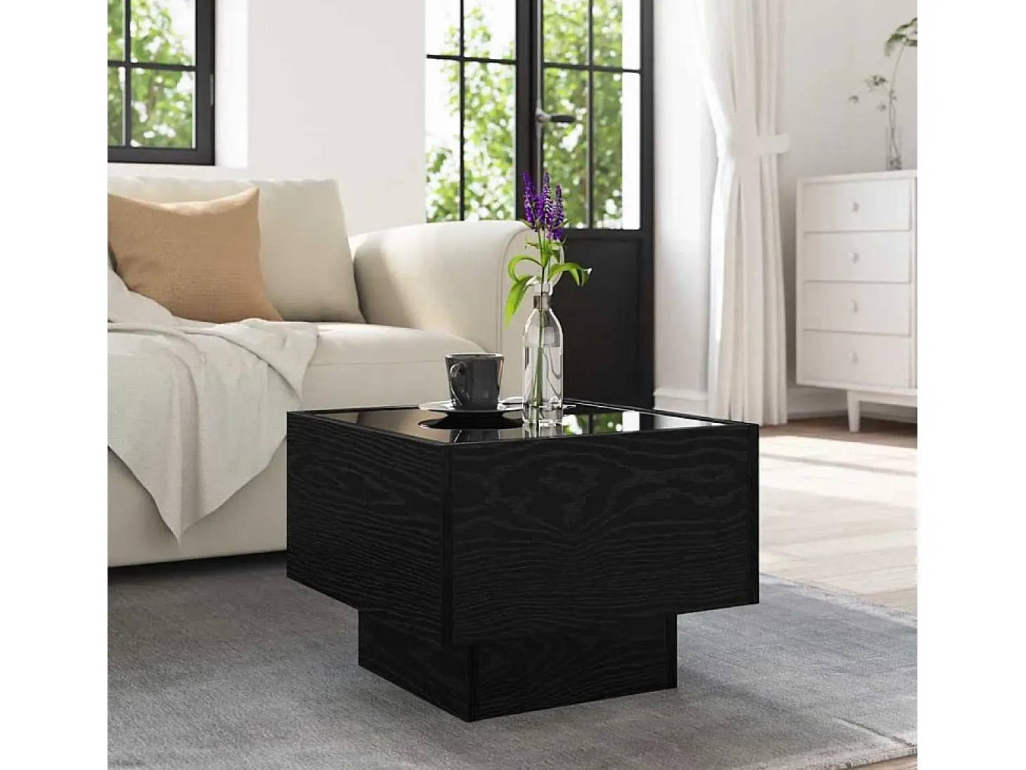 Mesa de Café Roble negro 40 x 40 x 30 cm Madera contrachapada