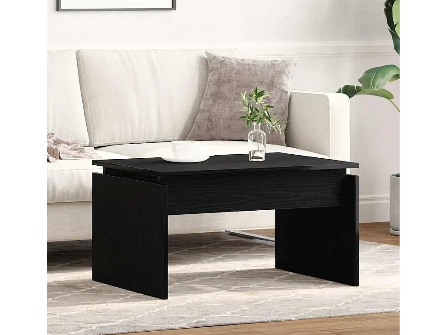 Mesa de Café Roble Negro 68 x 38 x 50 cm Madera contrachapada