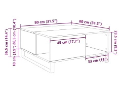 Mesa de Café Roble negro 80 x 80 x 36.5 cm Madera contrachapada