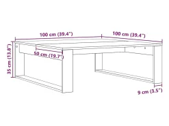 Mesa de Café Roble negro 100 x 100 x 35 cm Madera contrachapada