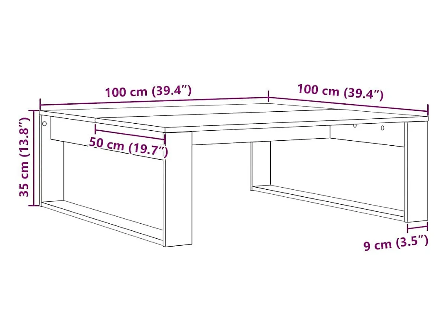 Mesa de Café Roble negro 100 x 100 x 35 cm Madera contrachapada