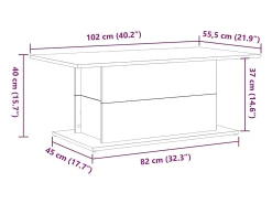Mesa de Café Roble negro 102 x 55.5 x 40 cm