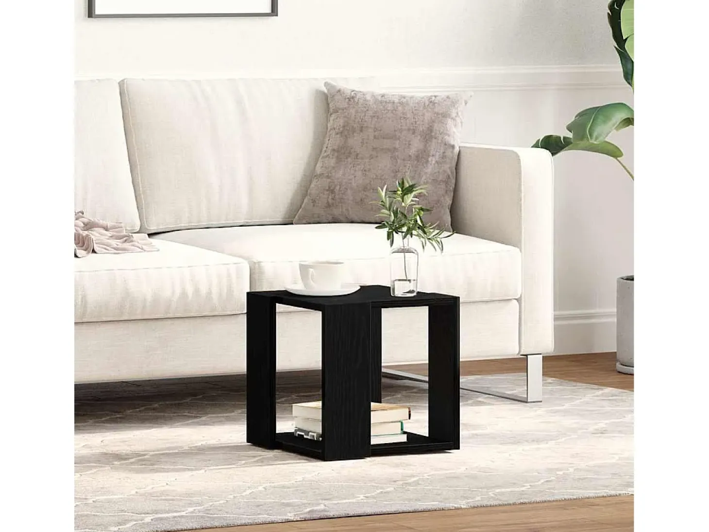 Mesa de Café Roble negro 32 x 32 x 30 cm Madera contrachapada
