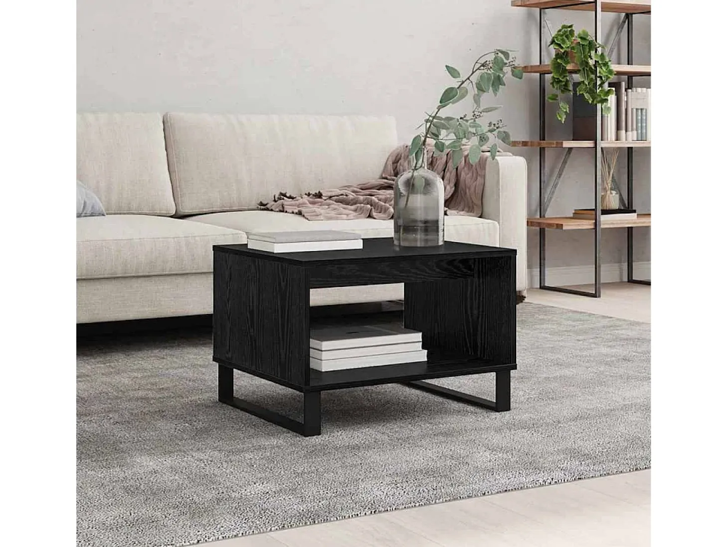 Mesa de Café Roble negro 60 x 50 x 40 cm Madera contrachapada