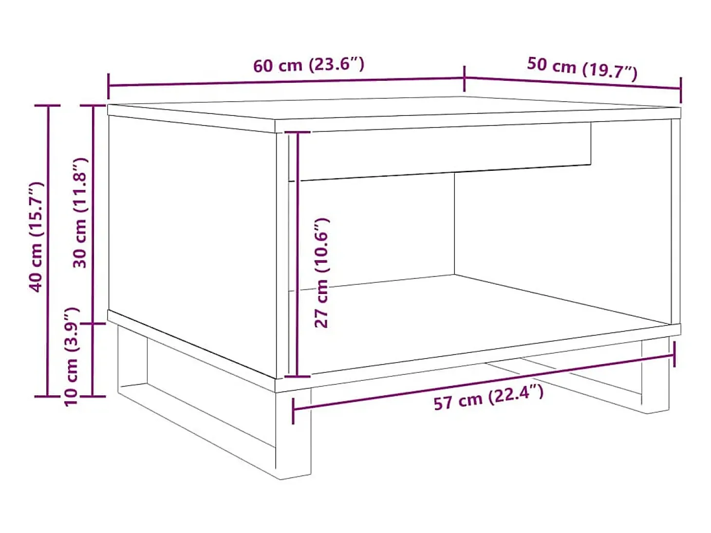 Mesa de Café Roble negro 60 x 50 x 40 cm Madera contrachapada