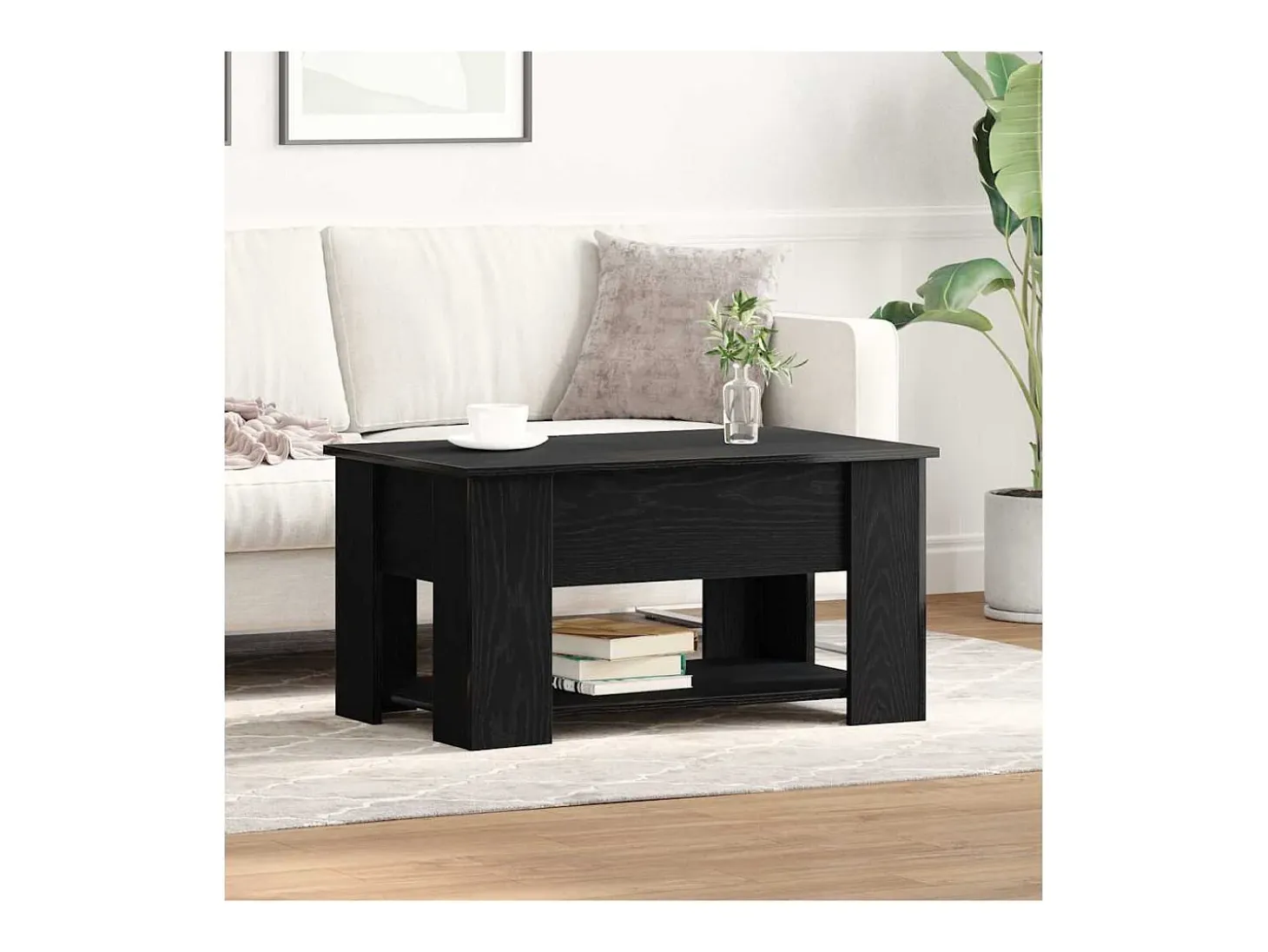 Mesa de Café Roble negro 79 x 49 x 41 cm Madera contrachapada