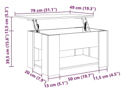 Mesa de Café Roble negro 79 x 49 x 41 cm Madera contrachapada