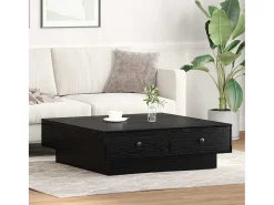 Mesa de Café Roble negro 90 x 90 x 28 cm Madera contrachapada