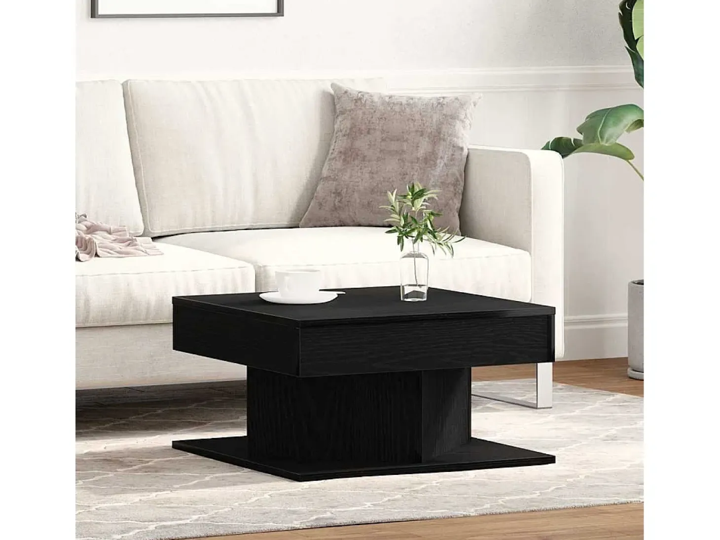 Mesa de Café Roble Negro 57 x 57 x 30 cm Madera contrachapada