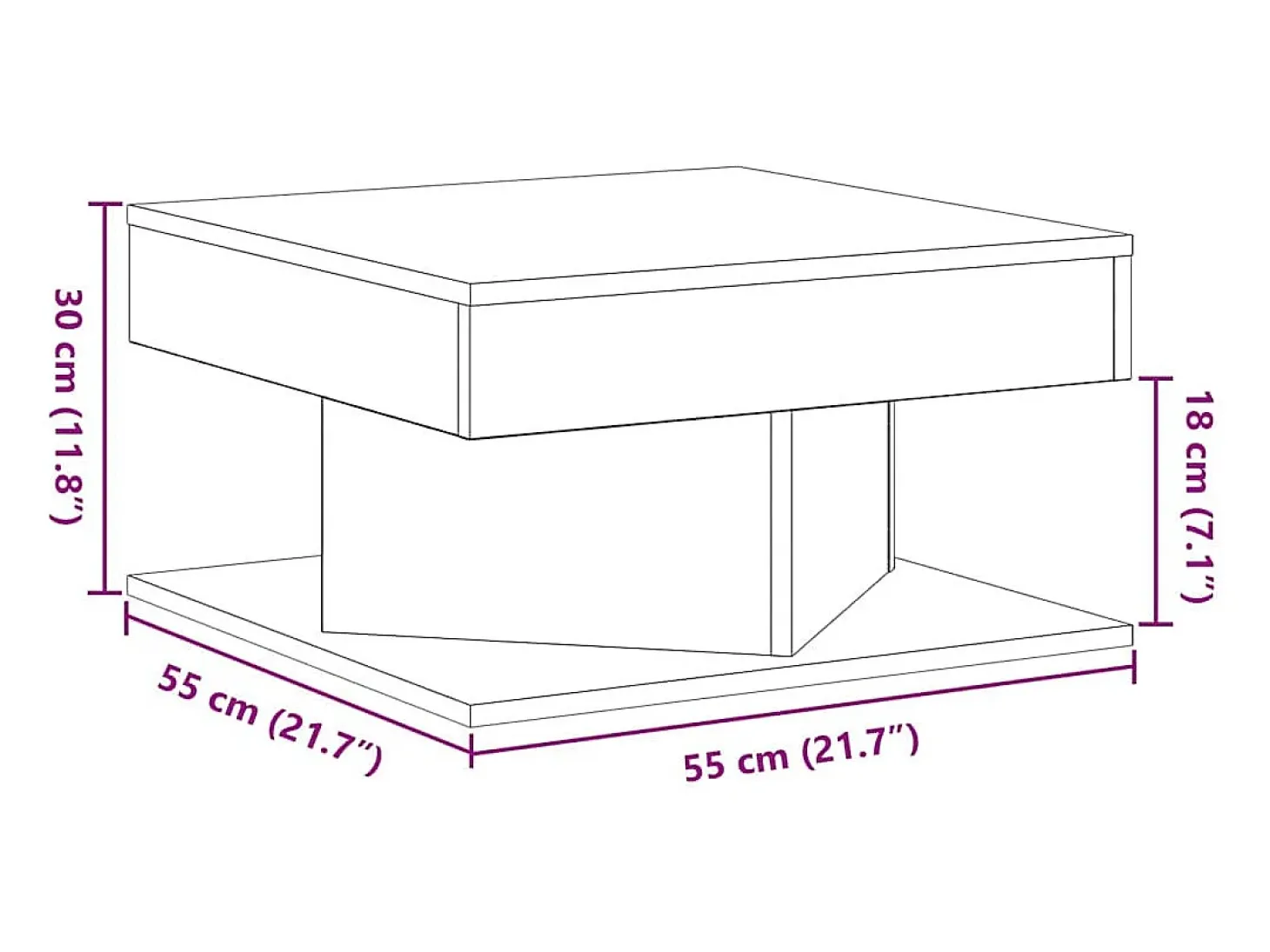 Mesa de Café Roble Negro 57 x 57 x 30 cm Madera contrachapada
