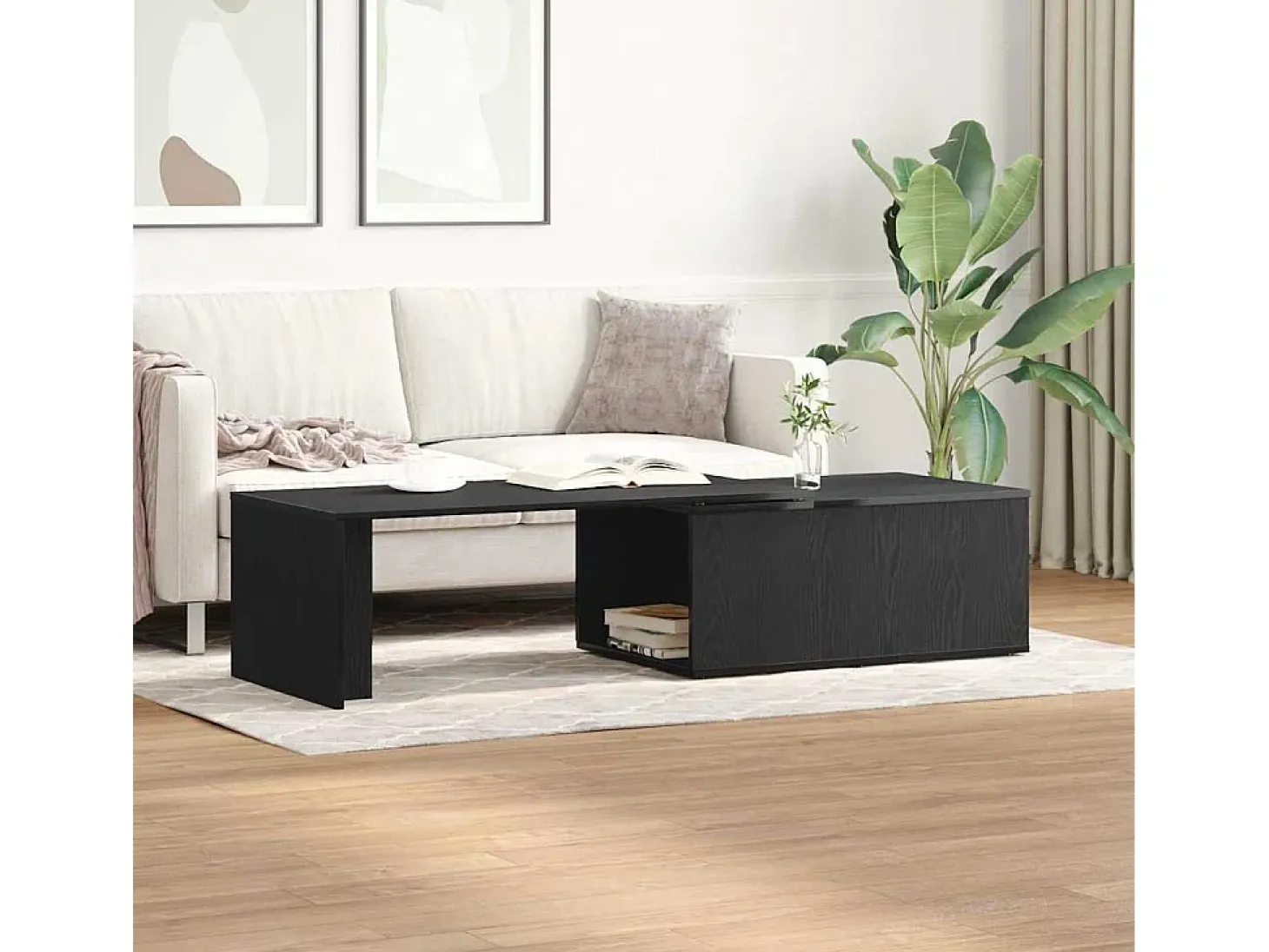 Mesa de Café Roble negro 150 x 50 x 35 cm Madera contrachapada