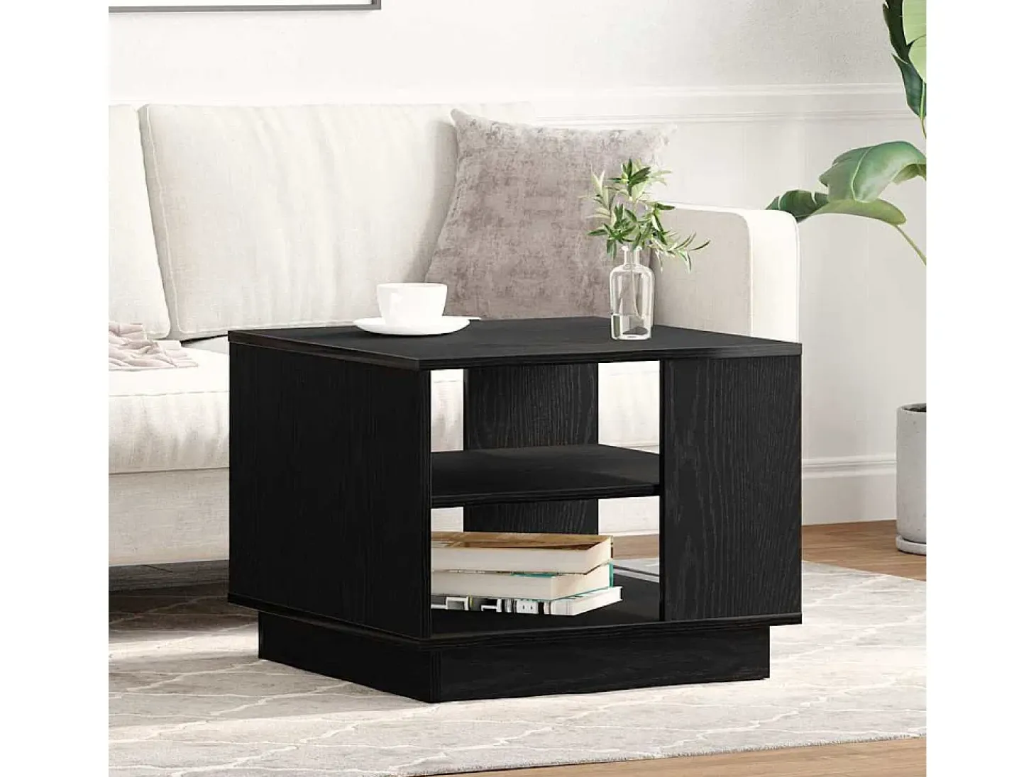 Mesa de Café Roble negro 55 x 55 x 42 cm Madera contrachapada