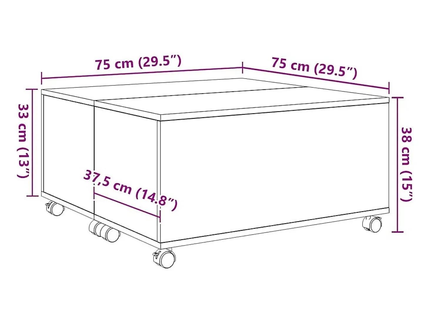 Mesa de Café Roble negro 75 x 75 x 38 cm Madera contrachapada