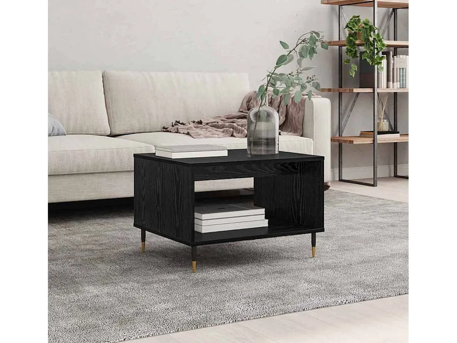 Mesa de Café Roble negro 60 x 50 x 40 cm Madera contrachapada