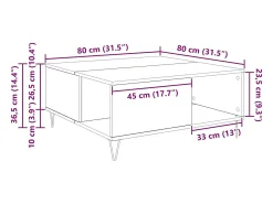 Mesa de Café Roble negro 80 x 80 x 36.5 cm Madera contrachapada