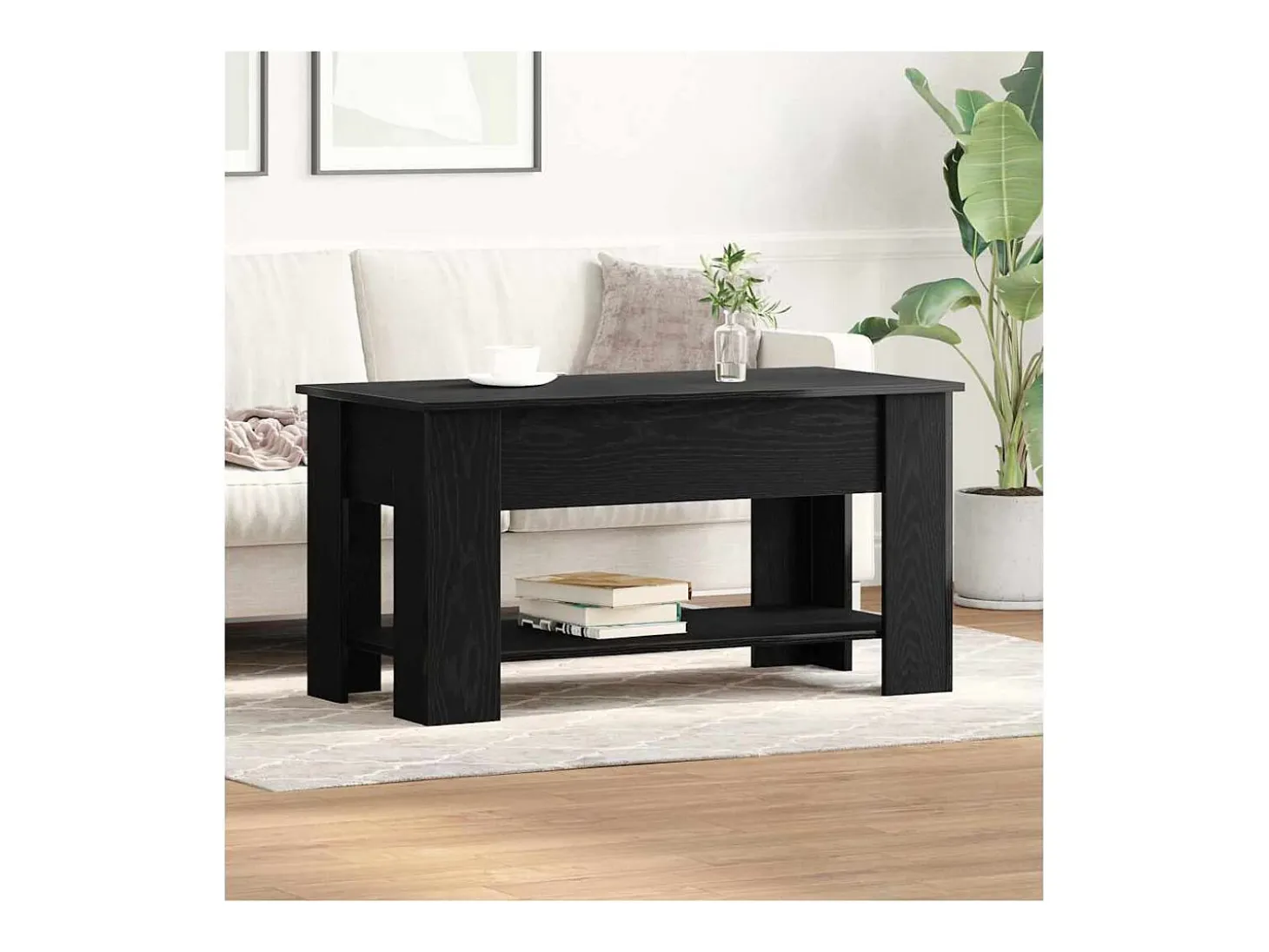 Mesa de Café Roble negro 101 x 49 x 52 cm Madera contrachapada