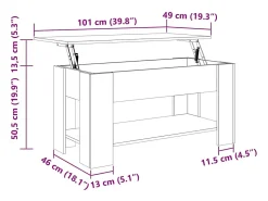 Mesa de Café Roble negro 101 x 49 x 52 cm Madera contrachapada