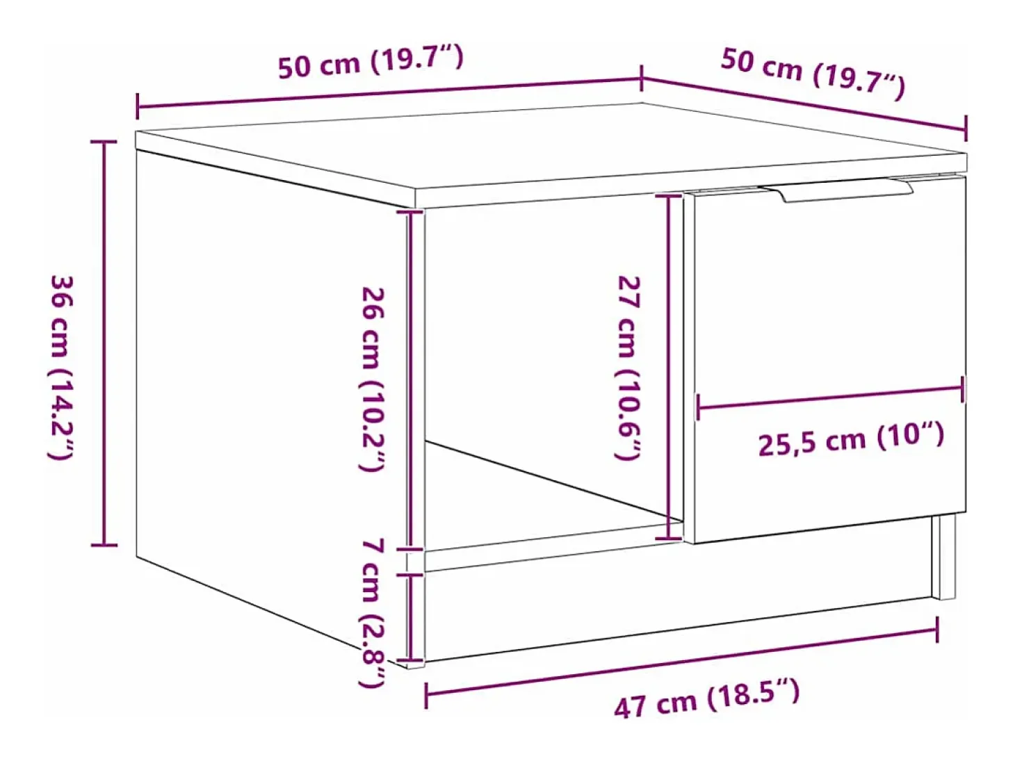 Mesa de Café Roble negro 50 x 50 x 36 cm Madera contrachapada