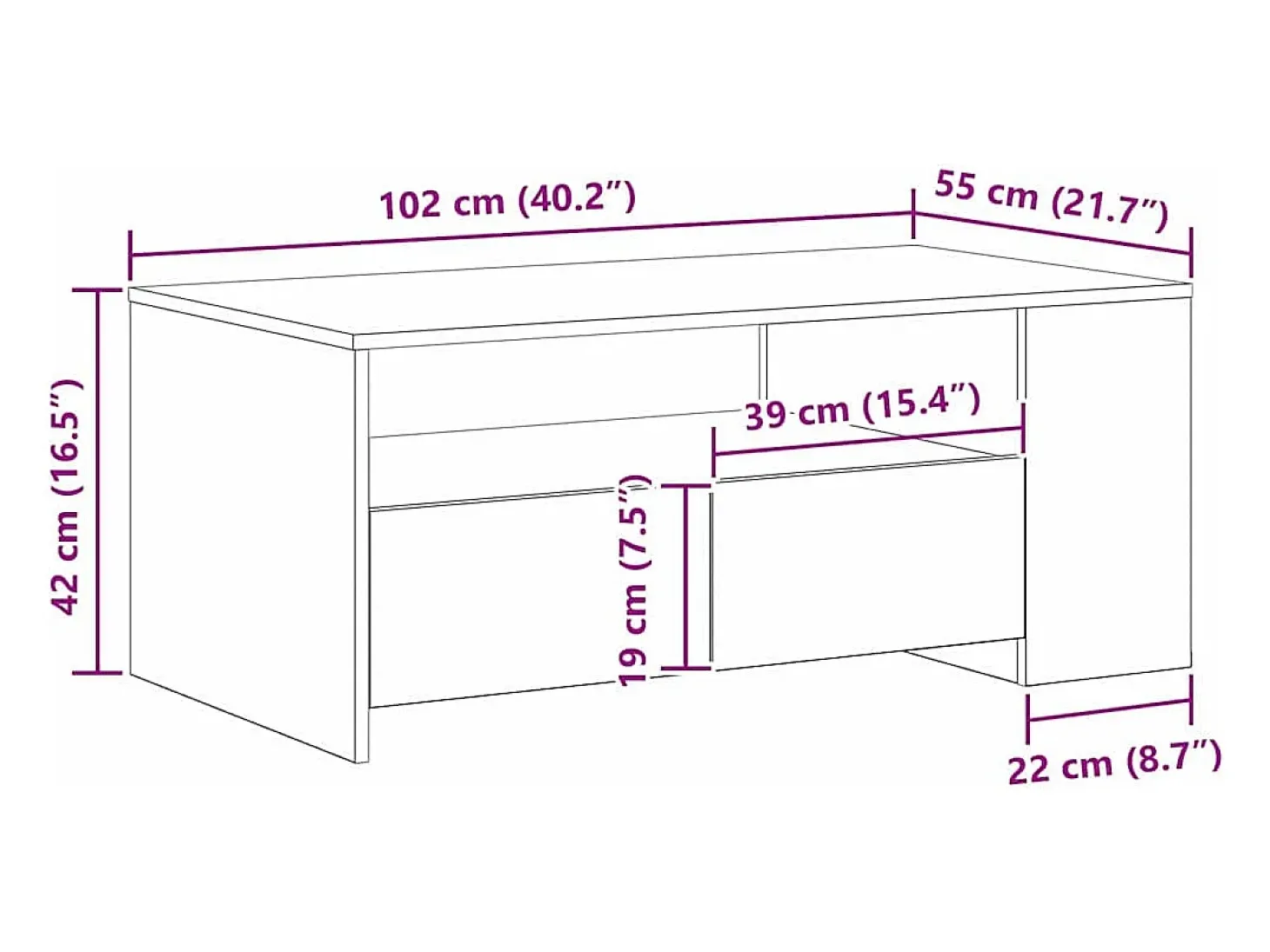 Mesa de Café with Drawer Roble negro 102 x 55 x 43.5 cm