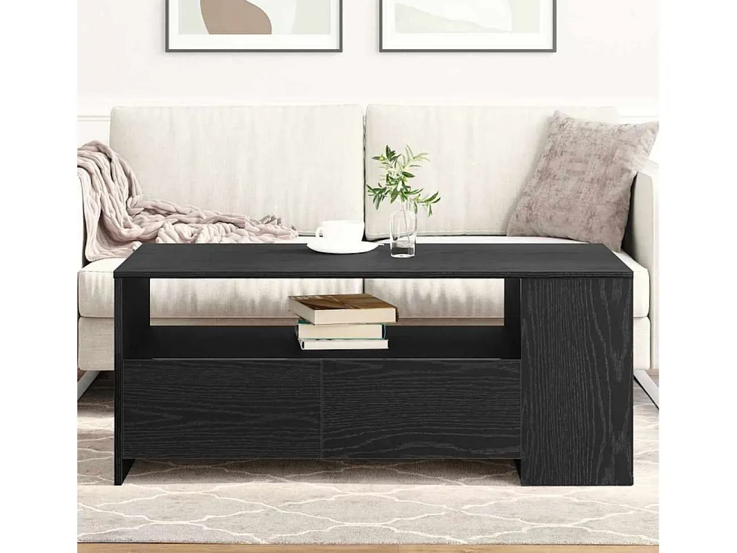 Mesa de Café with Drawer Roble negro 102 x 55 x 43.5 cm