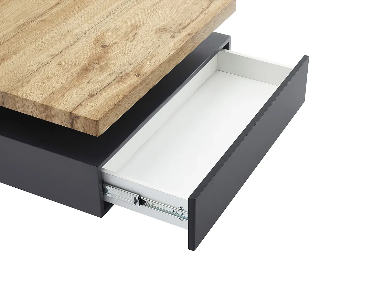 Mesa de centro - 1 cajón y tablero pivotante - MDF - Color: antracita y roble. KYRIA