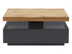 Mesa de centro - 1 cajón y tablero pivotante - MDF - Color: antracita y roble. KYRIA