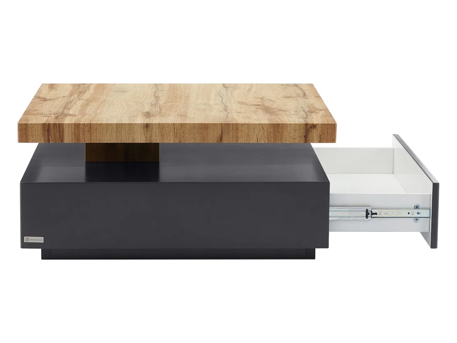 Mesa de centro - 1 cajón y tablero pivotante - MDF - Color: antracita y roble. KYRIA