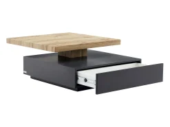 Mesa de centro - 1 cajón y tablero pivotante - MDF - Color: antracita y roble. KYRIA