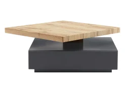 Mesa de centro - 1 cajón y tablero pivotante - MDF - Color: antracita y roble. KYRIA