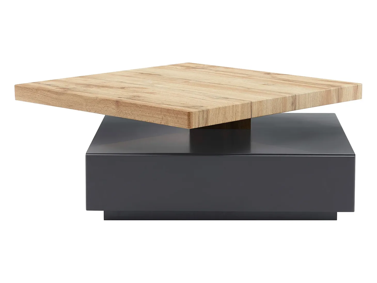 Mesa de centro - 1 cajón y tablero pivotante - MDF - Color: antracita y roble. KYRIA