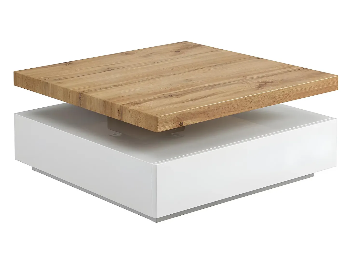 Mesa de centro - 1 cajón y tablero pivotante - MDF - Color: blanco y roble. KYRIA