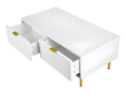 Mesa de centro - 2 cajones - diseño de rayas verticales - Blanco