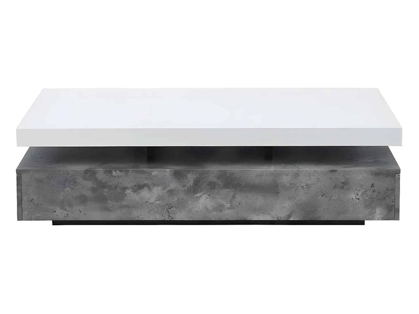 Mesa de centro- 2 cajones - MDF - Color: cemento y blanco lacado. FELIX