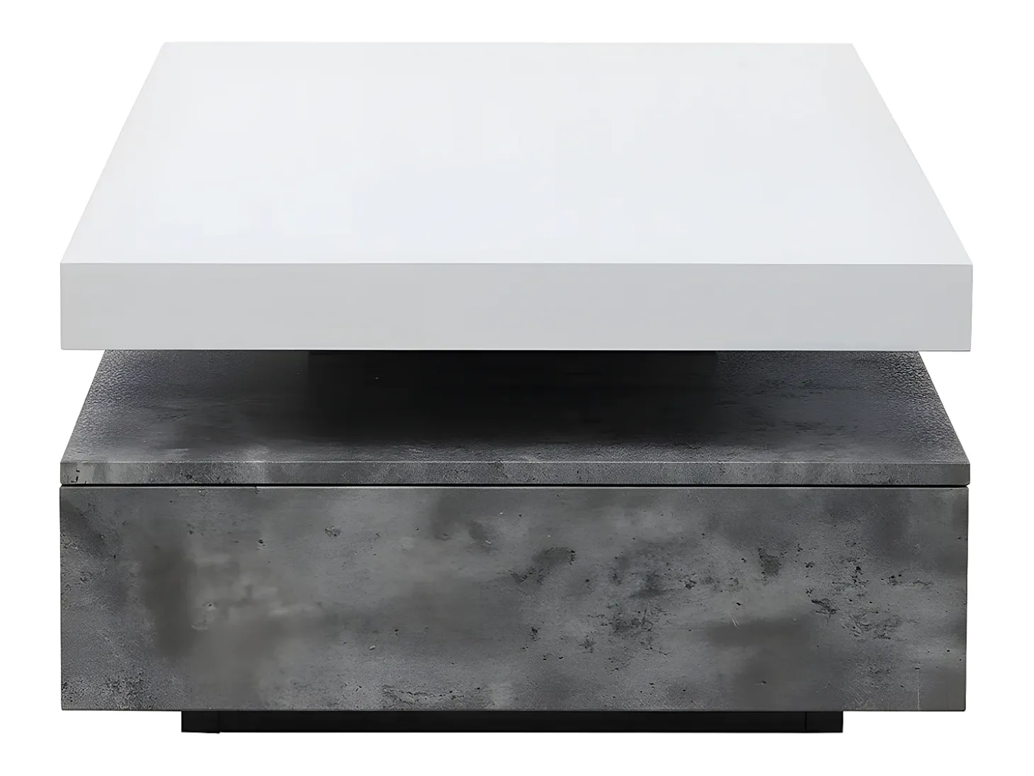 Mesa de centro- 2 cajones - MDF - Color: cemento y blanco lacado. FELIX
