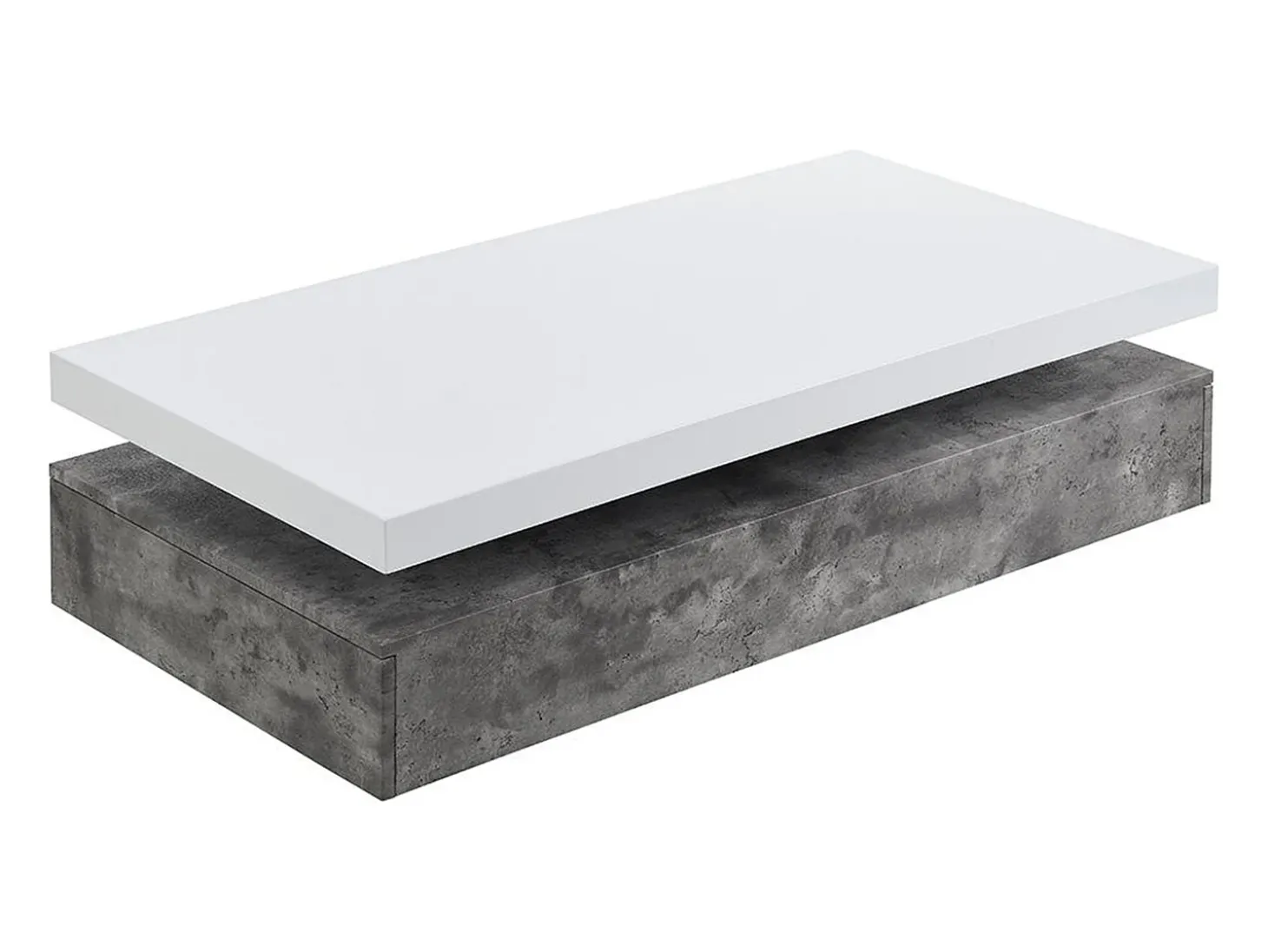 Mesa de centro- 2 cajones - MDF - Color: cemento y blanco lacado. FELIX