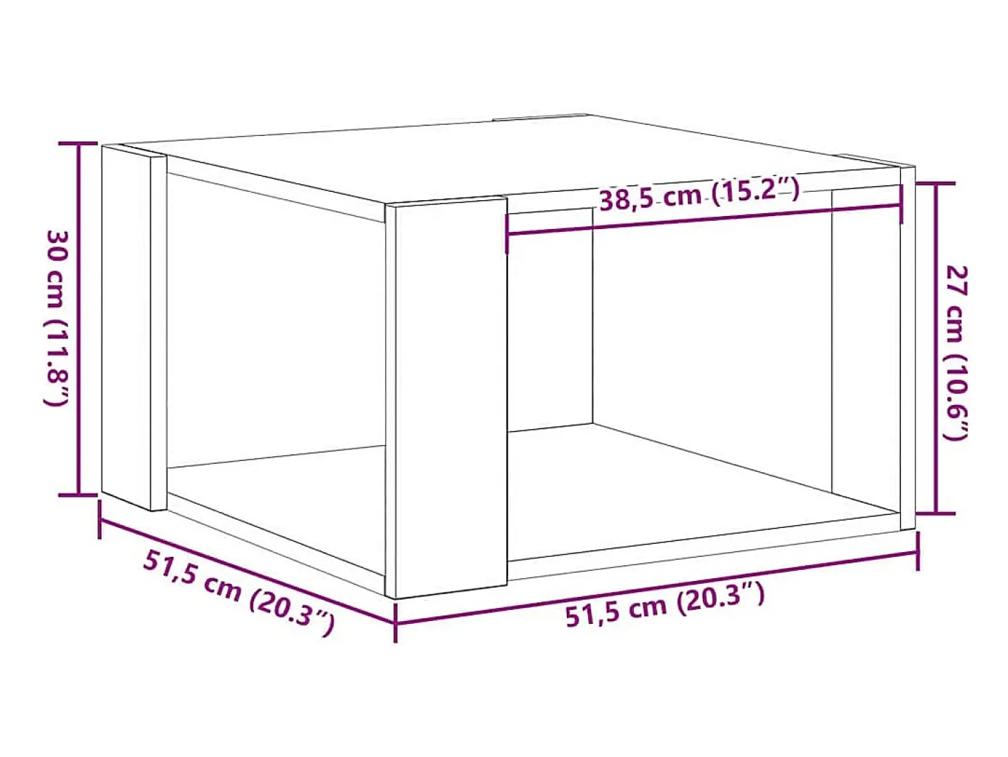 Mesa de centro | Mesa de café | Mesa auxiliar Roble artisan 51.5x51.5x30 cm SHL4020