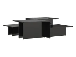 Mesa de centro 2 piezas madera contrachapada negro 111,5x50x33cm