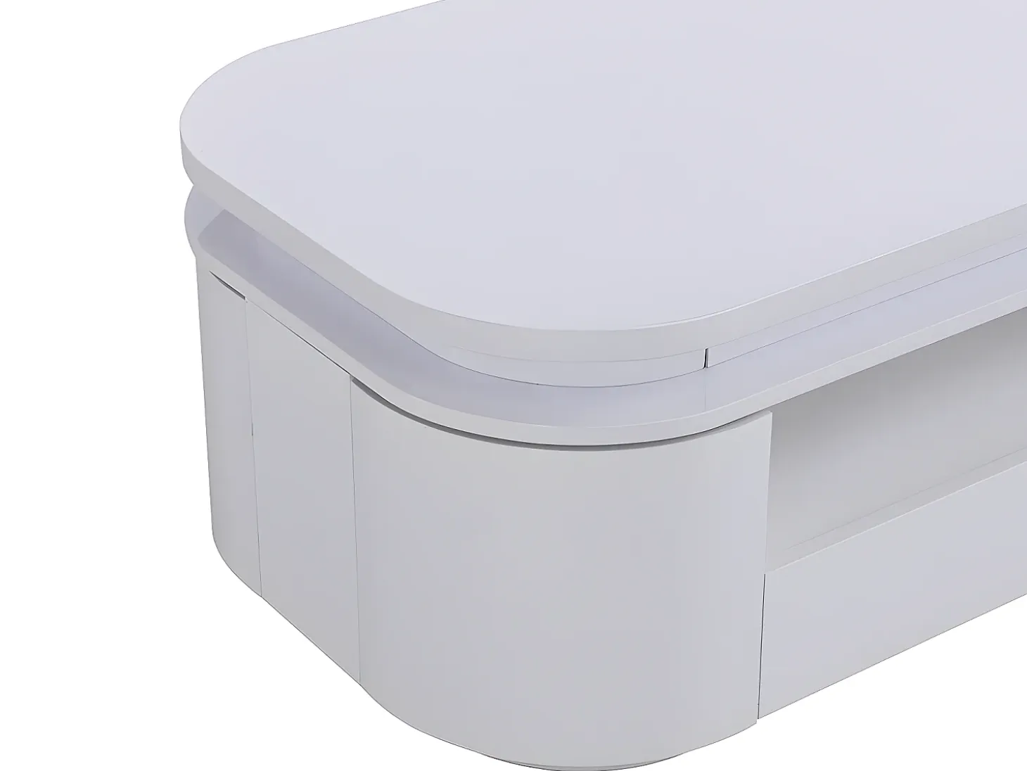 Mesa de centro 4 puertas y 1 cajón con LEDs - MDF - Color: blanco lacado - VANDANA