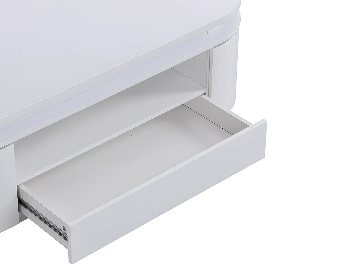 Mesa de centro 4 puertas y 1 cajón con LEDs - MDF - Color: blanco lacado - VANDANA
