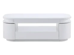 Mesa de centro 4 puertas y 1 cajón con LEDs - MDF - Color: blanco lacado - VANDANA