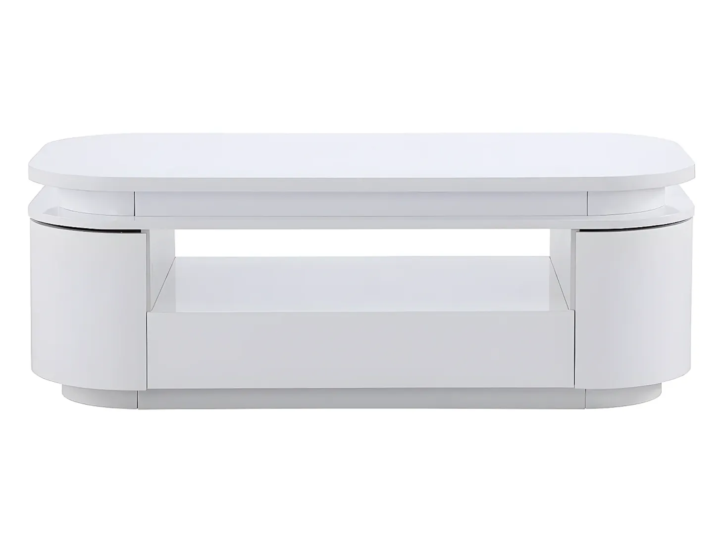 Mesa de centro 4 puertas y 1 cajón con LEDs - MDF - Color: blanco lacado - VANDANA