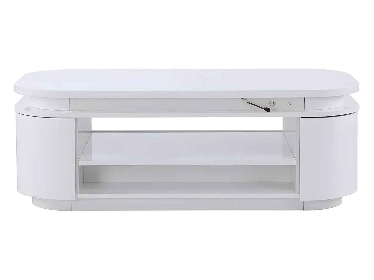 Mesa de centro 4 puertas y 1 cajón con LEDs - MDF - Color: blanco lacado - VANDANA
