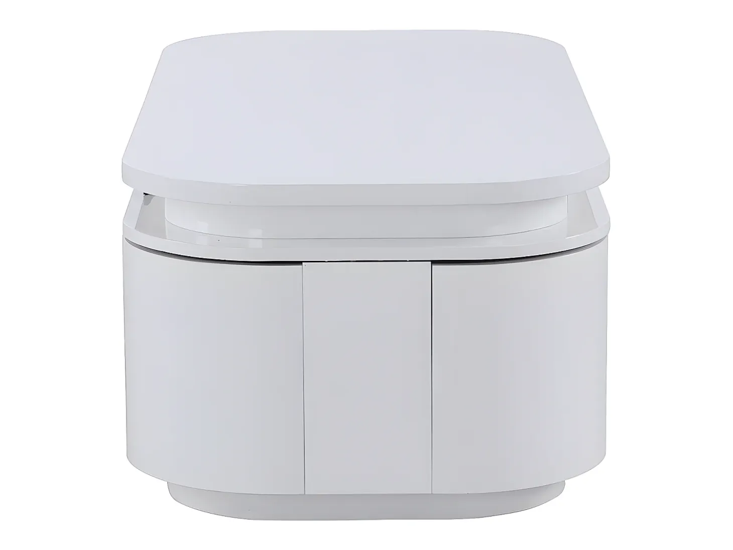 Mesa de centro 4 puertas y 1 cajón con LEDs - MDF - Color: blanco lacado - VANDANA