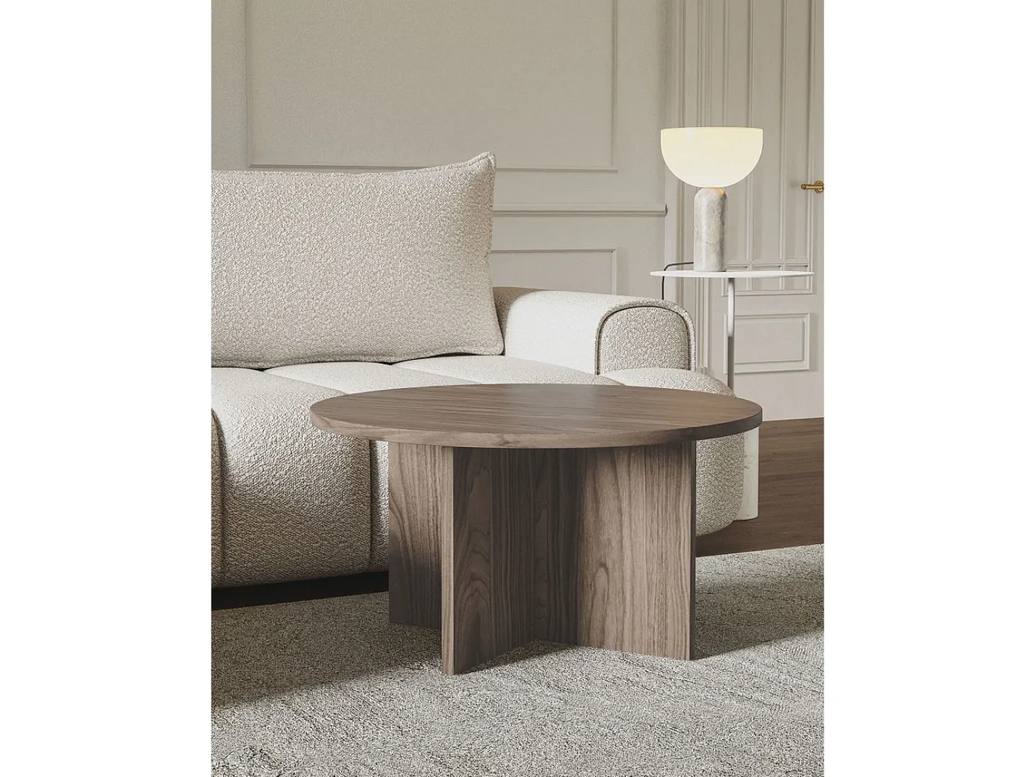 Mesa de centro - redonda 76x76 cm - Color efecto madera nogal Wisconsin - OVO