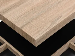 Mesa de centro - Tablero pivotante - MDF lacado negro y natural claro - FAUSTO