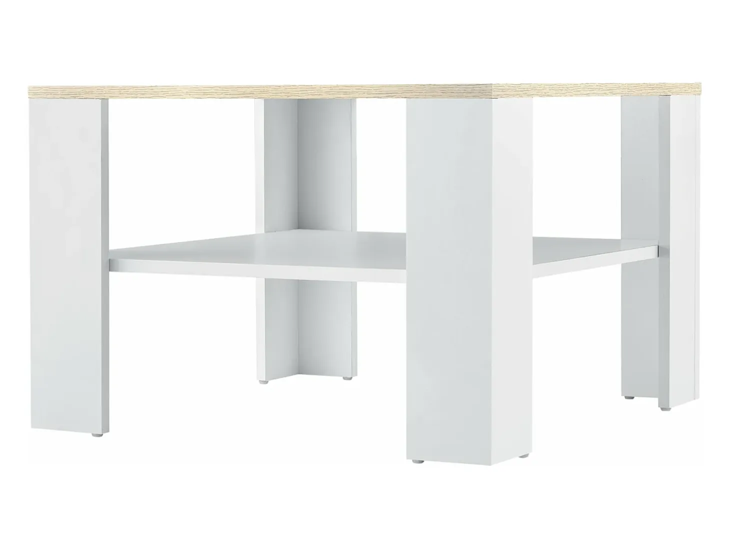 Mesa de centro 60 x 60 x 40 cm efecto blanco y roble 03_0008432